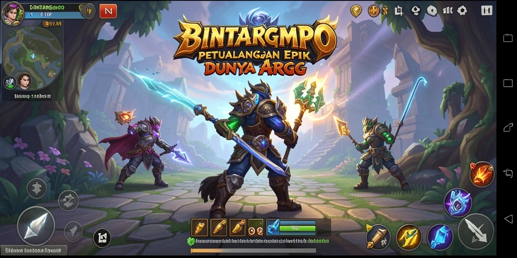Screenshot gameplay BINTANGMPO yang menunjukkan pertempuran epik.