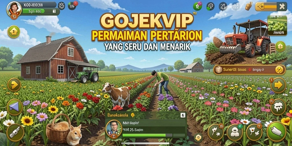 Tampilan gameplay GOJEKVIP yang menarik dan interaktif dalam bertani.