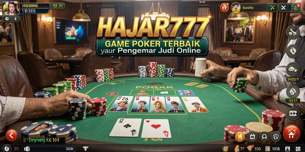 Gameplay menarik poker di aplikasi HAJAR777 dengan grafis yang memukau.