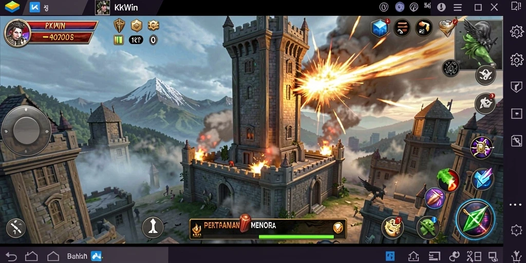 Gameplay Tower Defense yang intens dan mendebarkan di KKWIN.