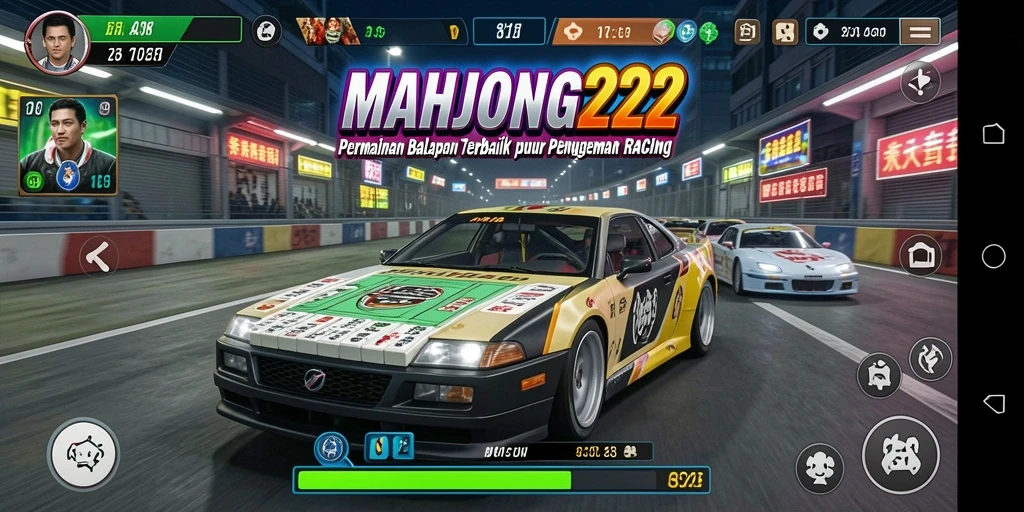 Tampilan gameplay seru dari MAHJONG222 saat balapan cepat.