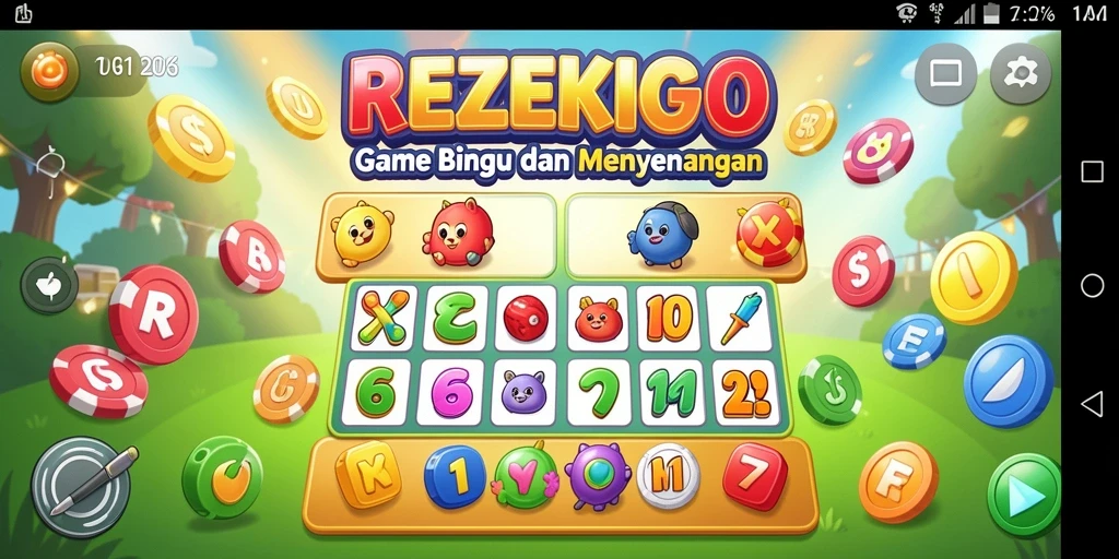 Gameplay seru dalam aplikasi REZEKIGO menampilkan Bingo yang mendebarkan.